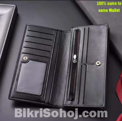 Business style large capacity mens three fold wallet man